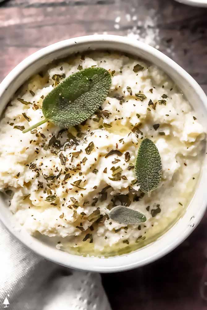top view of mashed cauliflower healthy