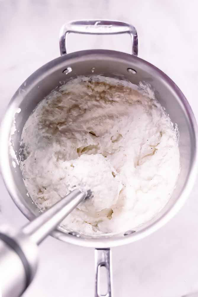top view of mashed cauliflower healthy ingredients