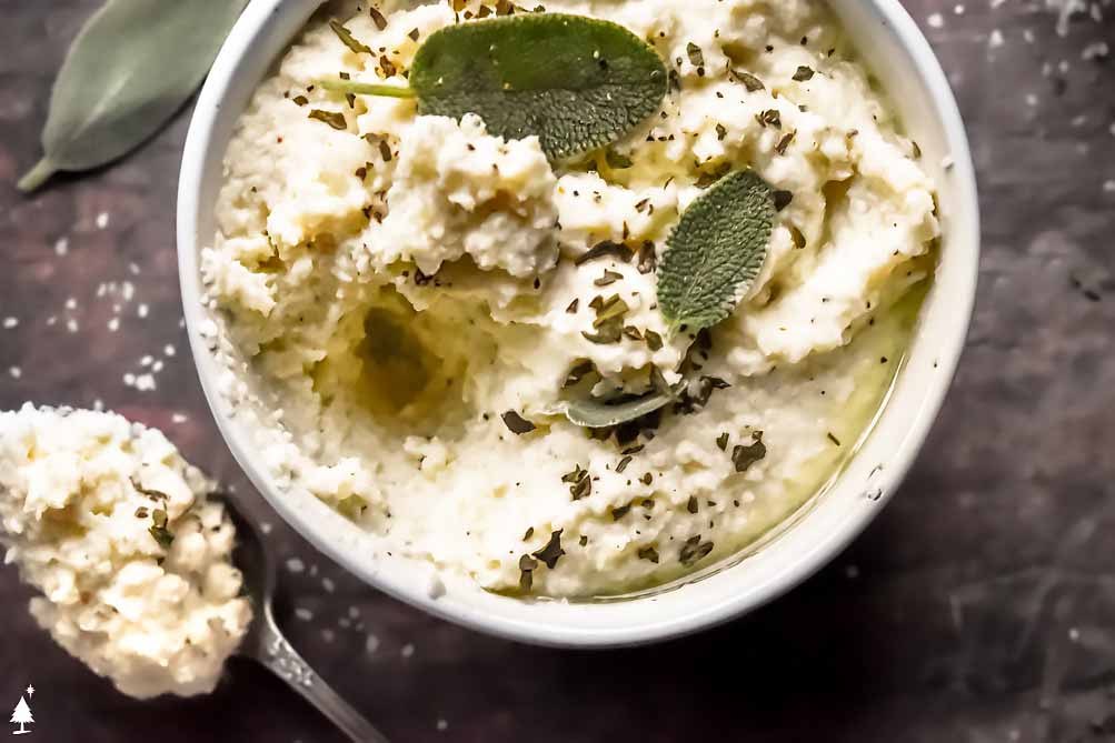 top view of mashed cauliflower healthy