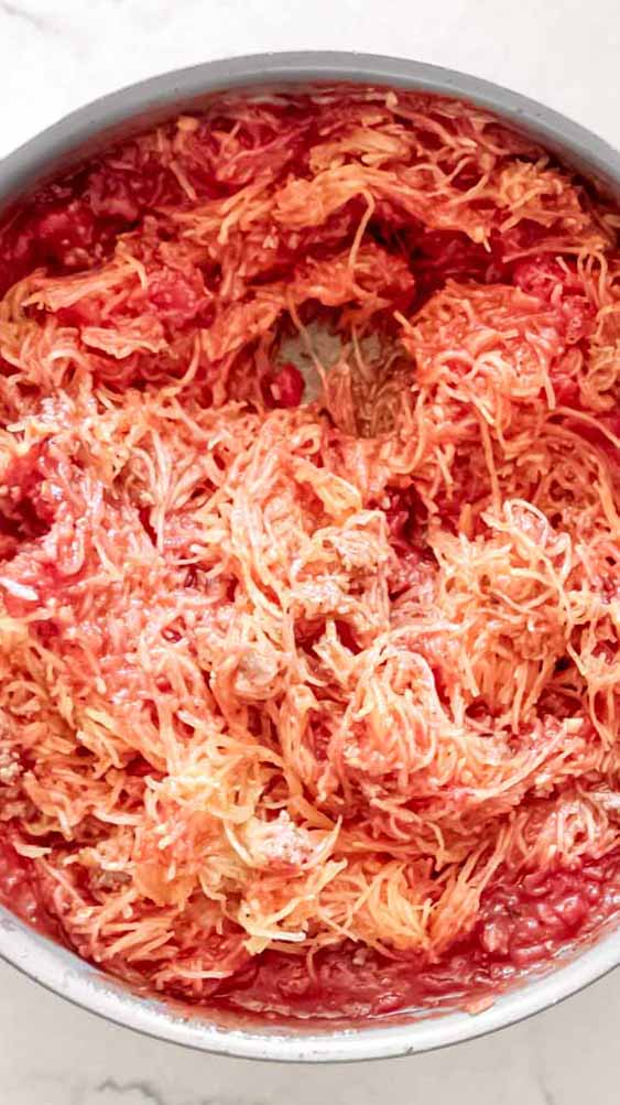 top view of healthy spaghetti squash casserole ingredient