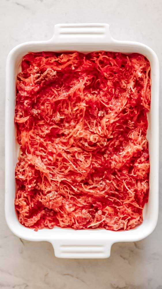 top view of healthy spaghetti squash casserole