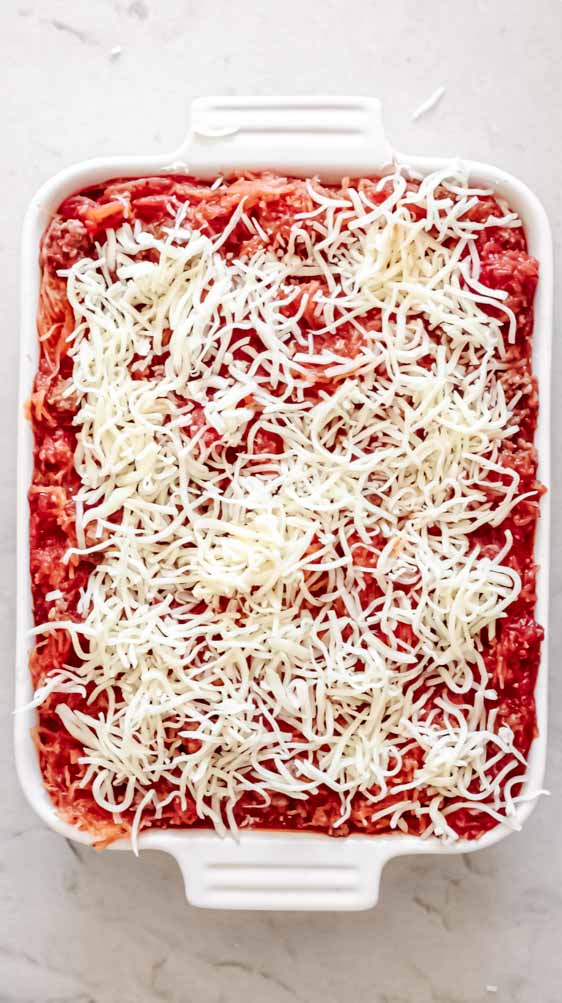 top view of healthy spaghetti squash casserole