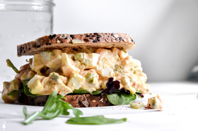 closer view of best deviled egg salad