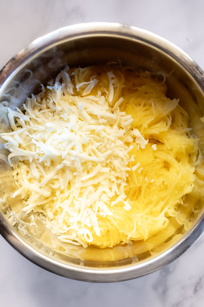 top view of stuffed spaghetti squash healthy