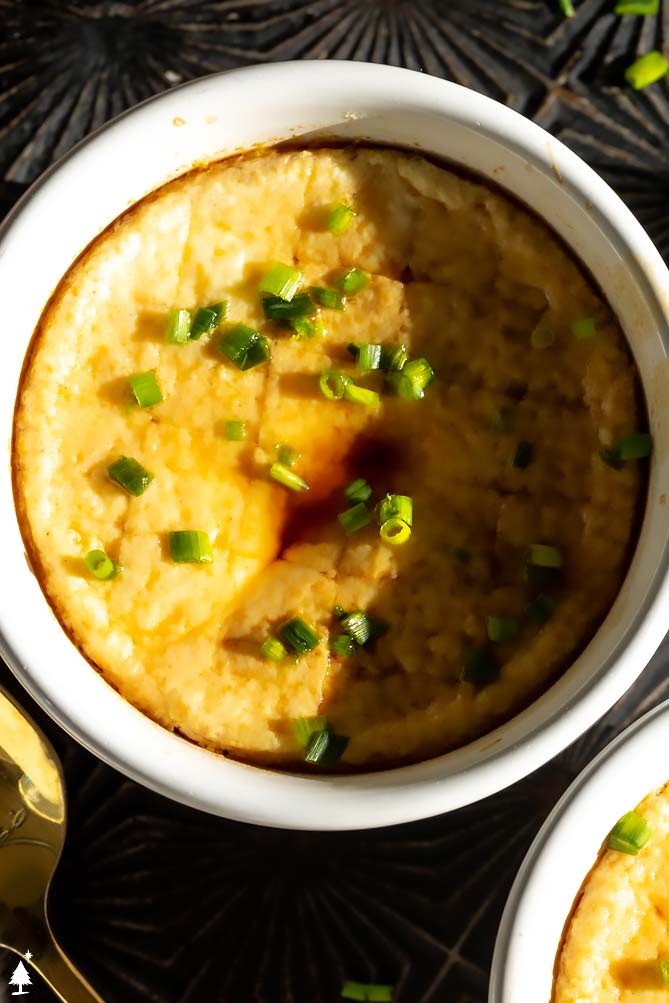 chinese steamed egg with chives on top