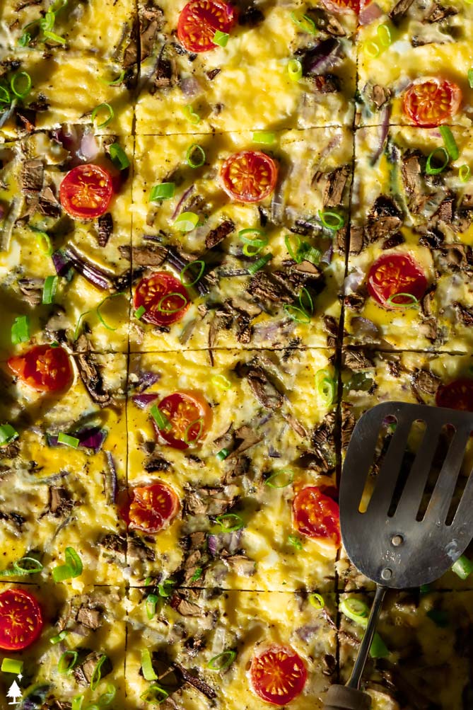 egg patty in a sheet pan