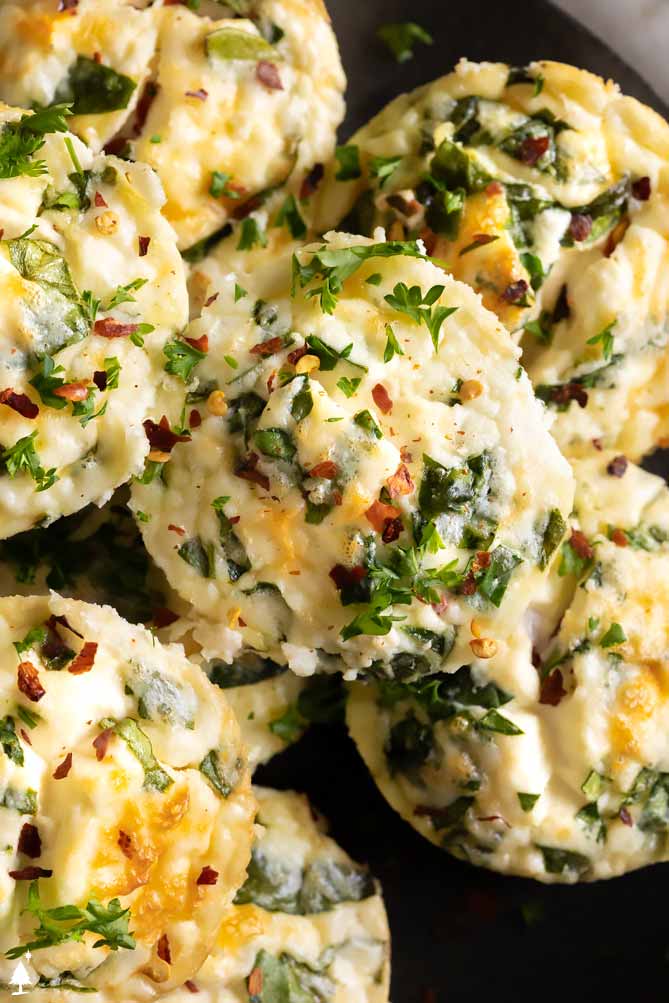 close up of cottage cheese egg bites on a plate