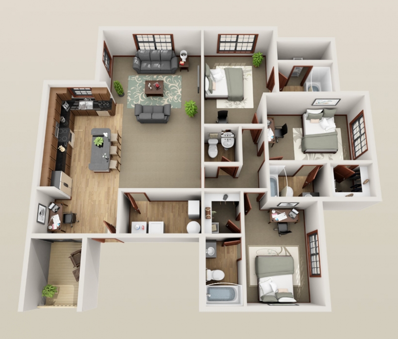 House Plans For 3 Bedroom Flats Uperplans