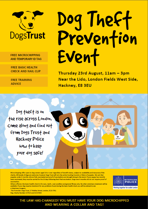 Dog Theft Prevention Event by the Dogs Trust London Fields The Londog
