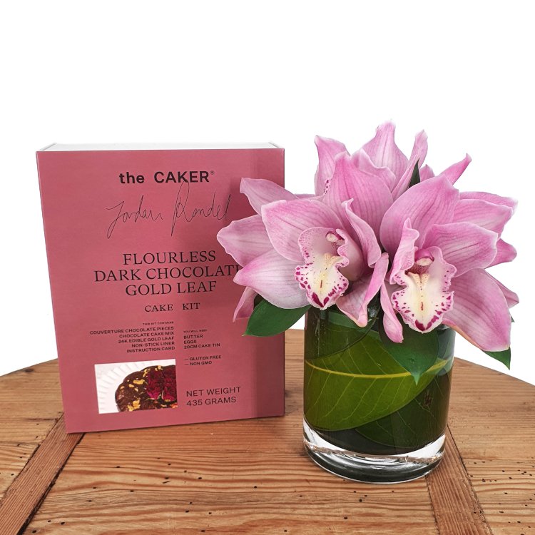 Orchid Vase + Cake Kit Combo The Lost Flower Shed Auckland Flower