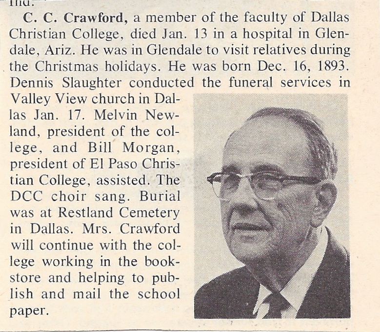Chapter 9 (Appendix) My Cousin, Dr. C. C. Crawford The Love of BIble