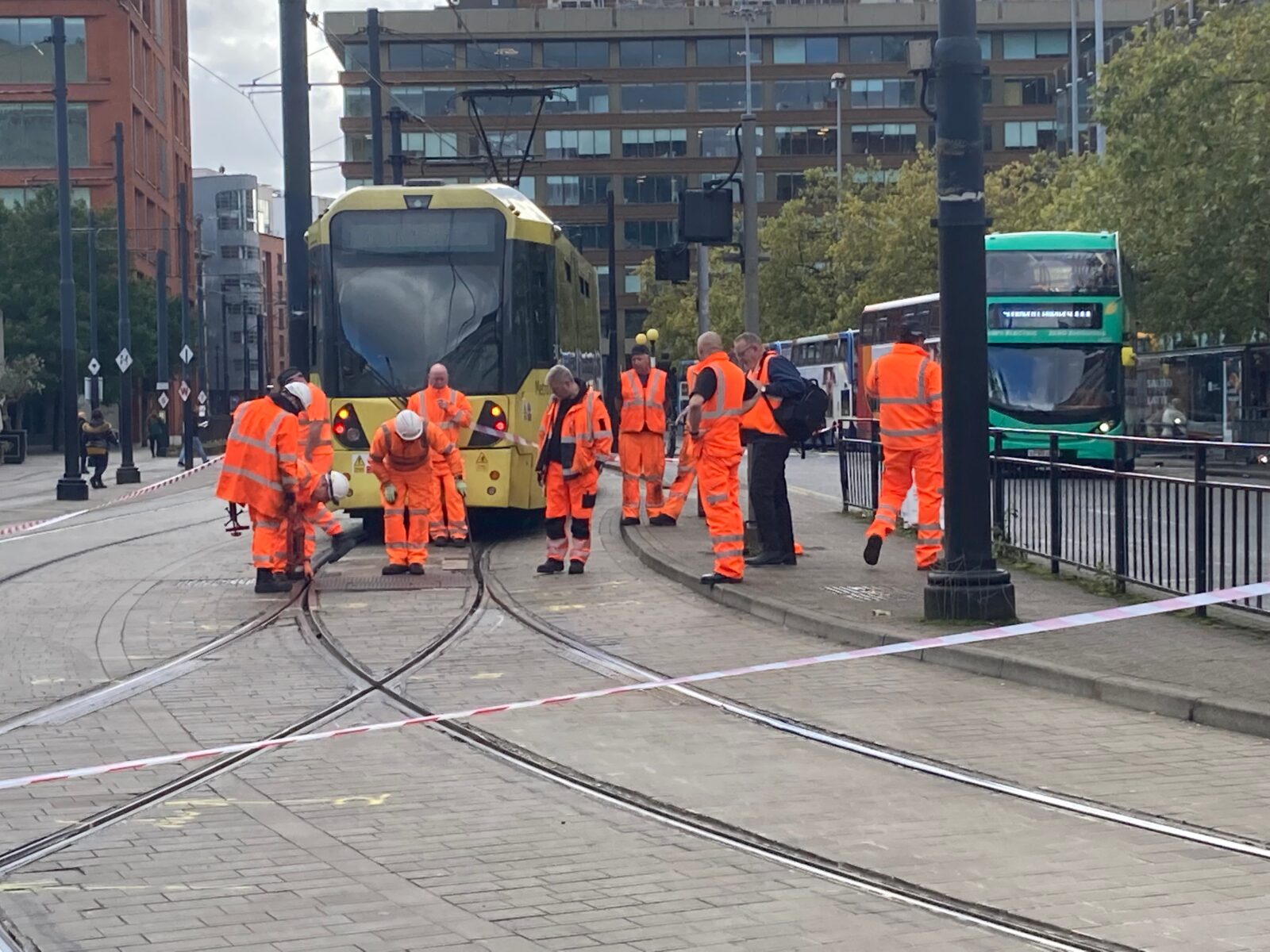 Metrolink tram derails near Piccadilly Gardens causing disruption