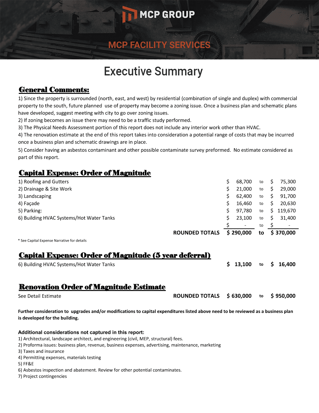 Property Assessment MCP GROUP