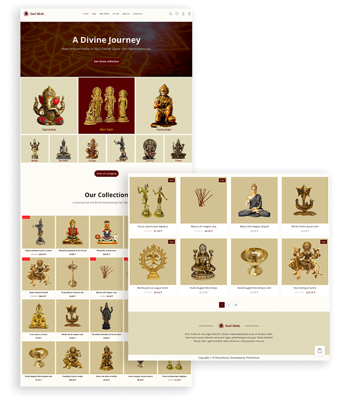 God Idols WordPress site Template for Hindu God Idols Shop 2024