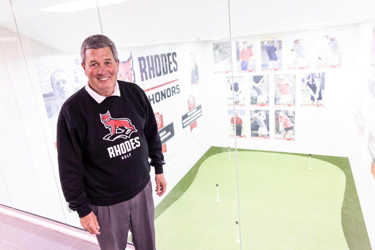 New indoor golf facility at Rhodes dedicated to storied athletic figure