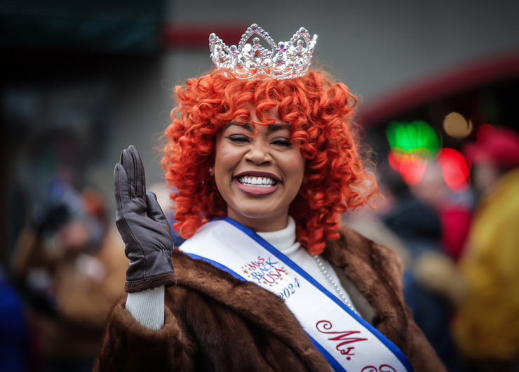 The AutoZone Liberty Bowl Parade marches down Beale Street Memphis