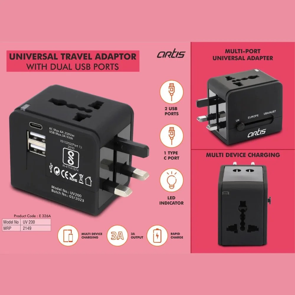 Universal Travel Adaptor With Dual USB Port Merch Story