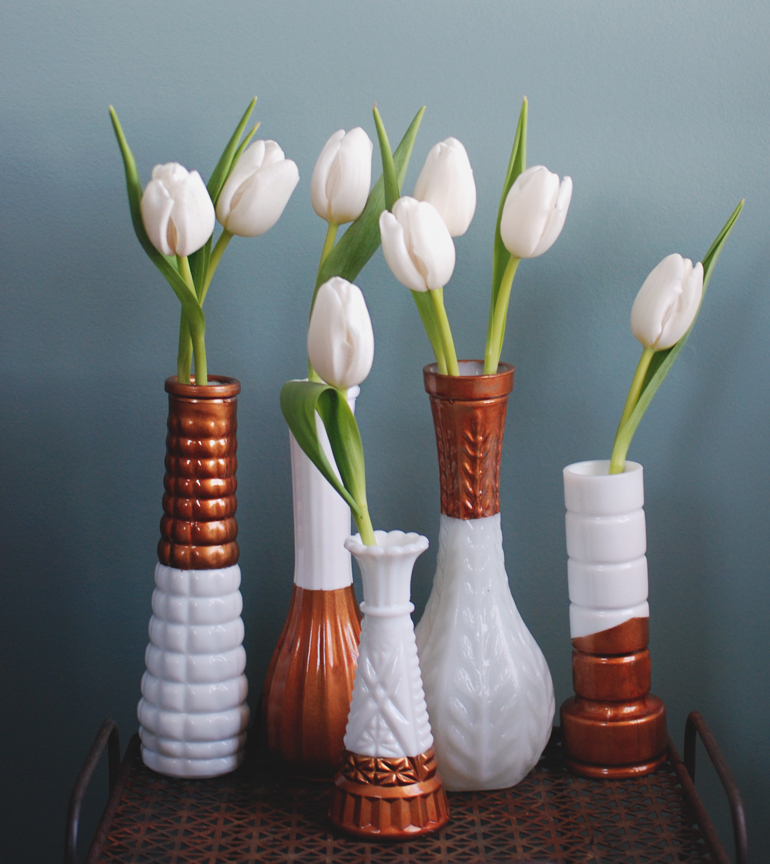 Copper Dipped Milk Glass Vases The Merrythought