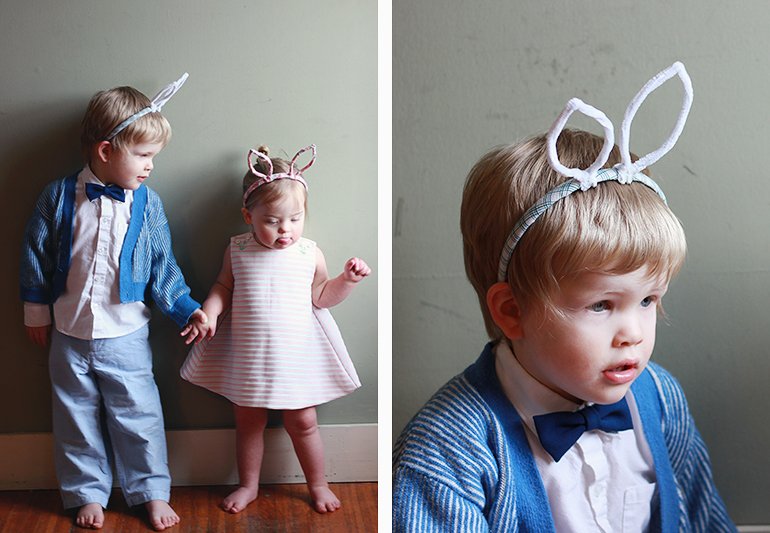 Vintage Fabric Covered Bunny Ears. The Merrythought