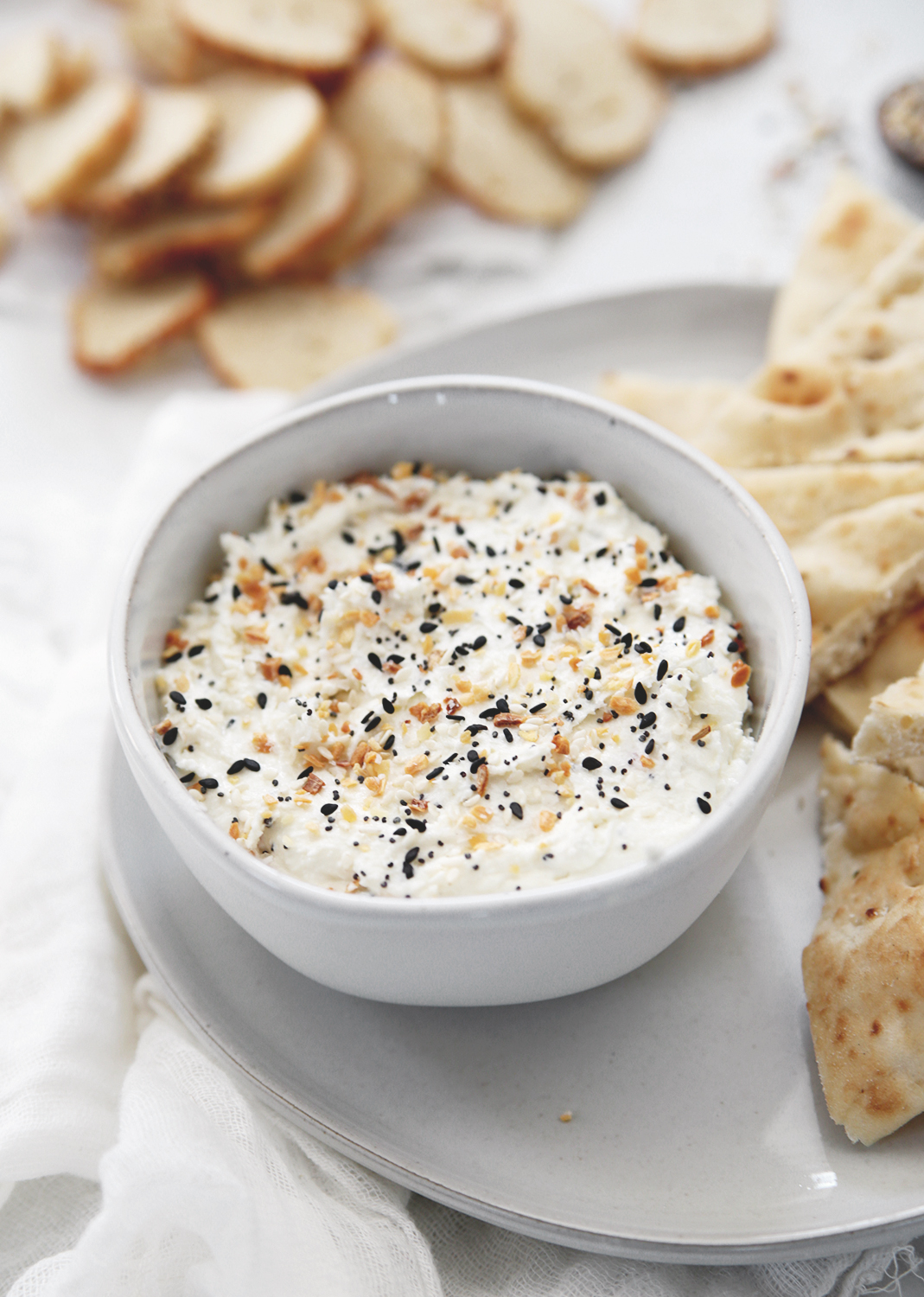 Whipped Feta and Goat Cheese Everything Bagel Dip