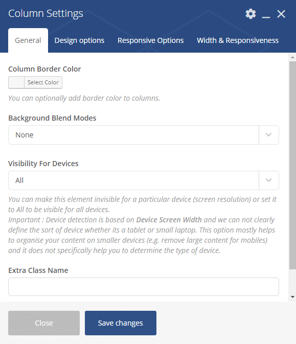 Column Settings in WPBakery Page Builder WordPress sites For