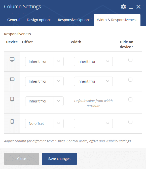 Column Settings in WPBakery Page Builder WordPress sites For