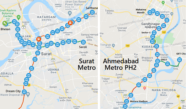 Ahmedabad Metro Route Map Ardanuy Awarded Surat & Ahmedabad Metro's Ddc Traction Contracts - The Metro Rail Guy