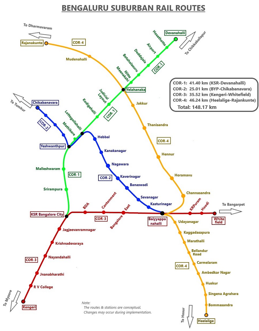 Bangalore Train Route Map Bengaluru Suburban Rail: Route Map, News, Tenders & Updates
