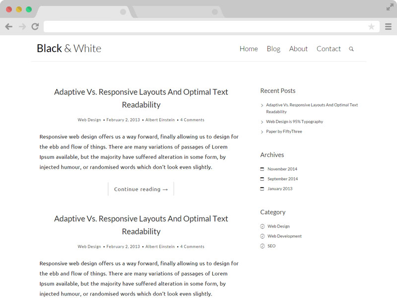 Black N White A clean responsive blog template