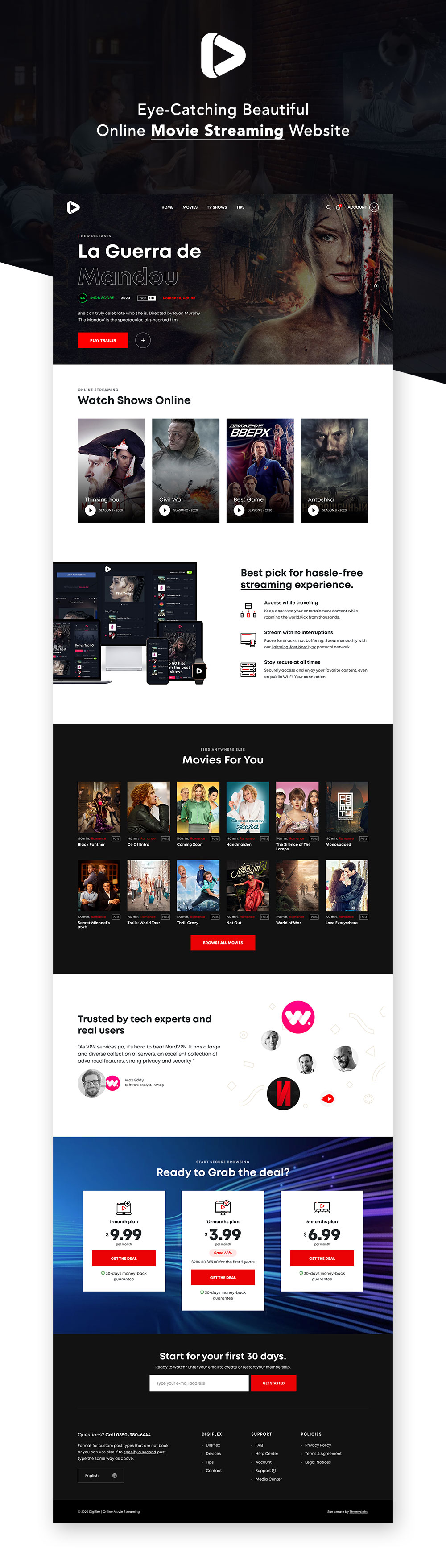 Digiflex Online Movie Streaming HTML Template Bootstrap4