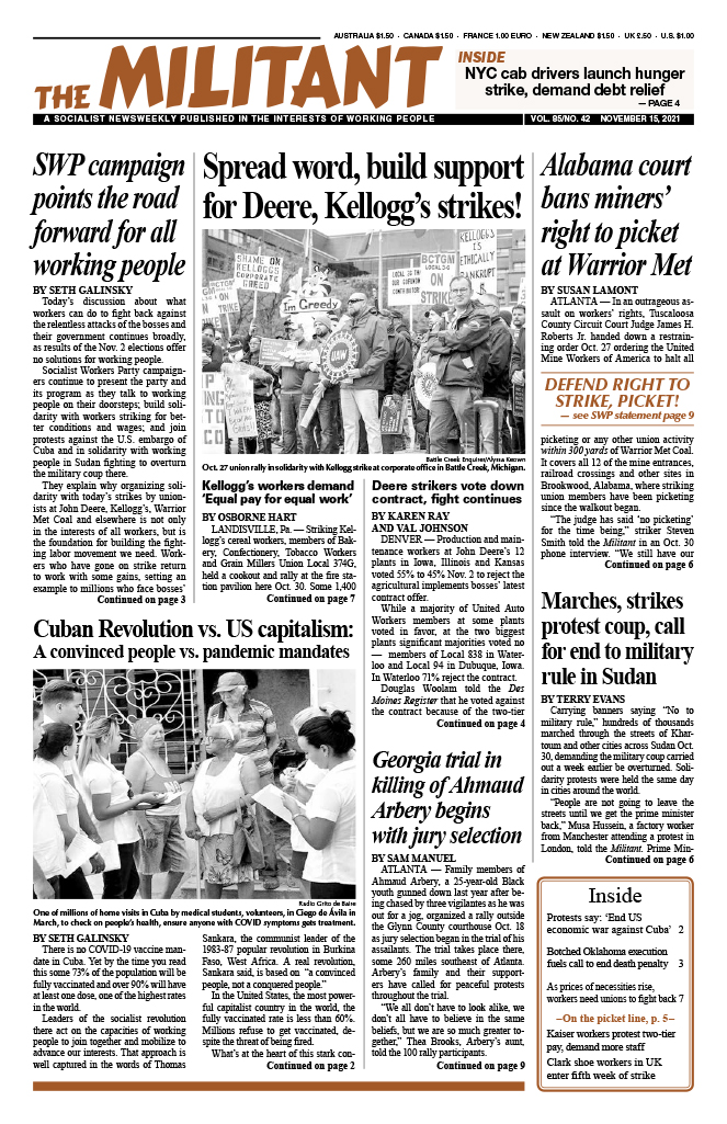 Alabama court bans miners’ right to picket at Warrior Met The Militant