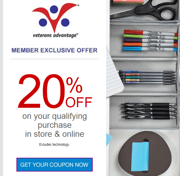 Get 20 Off at all Office Depot Stores with Veterans Advantage The
