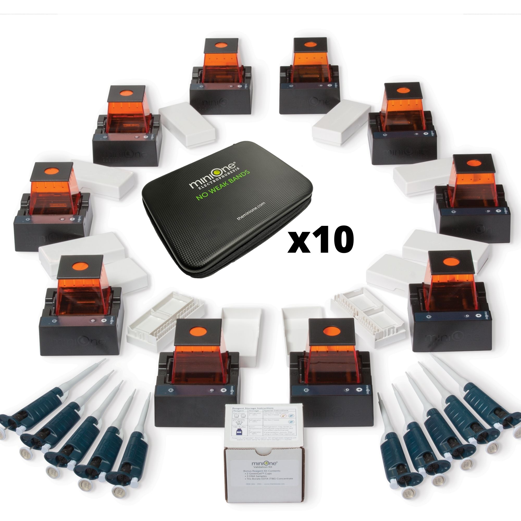 MiniOne Electrophoresis System Classroom Set of 10 with Carrying Cases