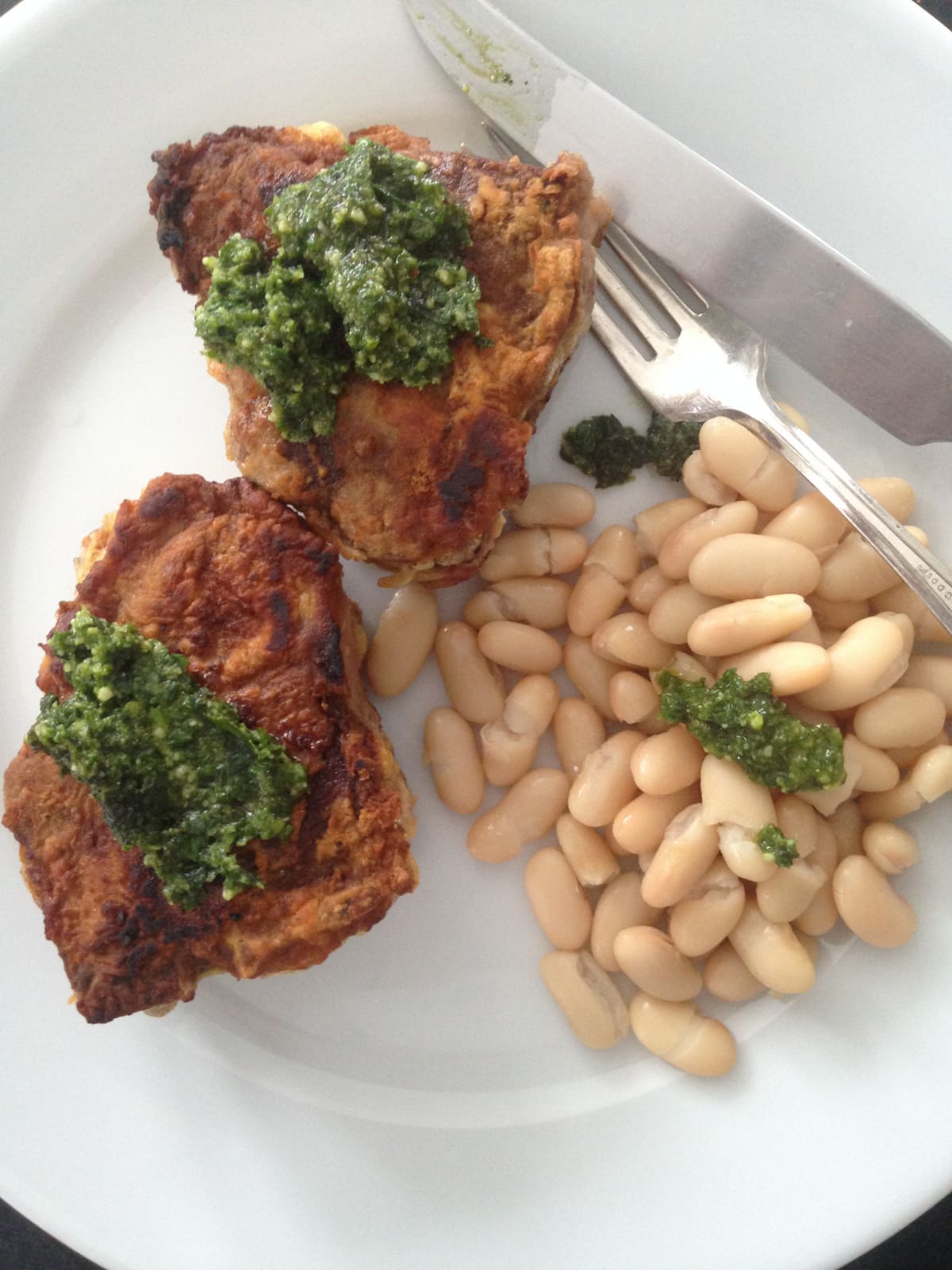 Crusted Loin Lamb Chops with Mint Basil Pesto