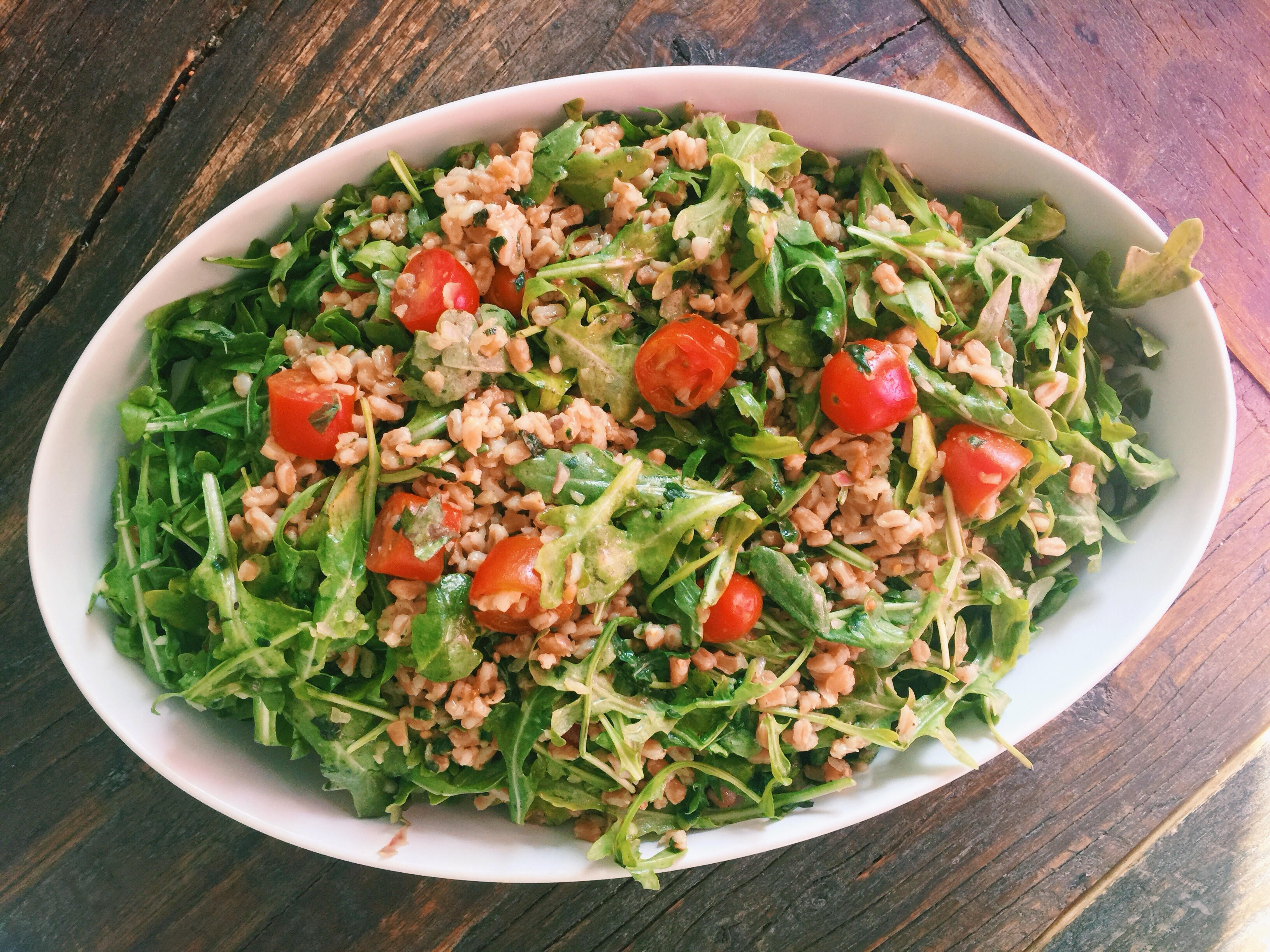 Farro and Arugula Salad with Orange Herb Vinaigrette The Mom 100 The