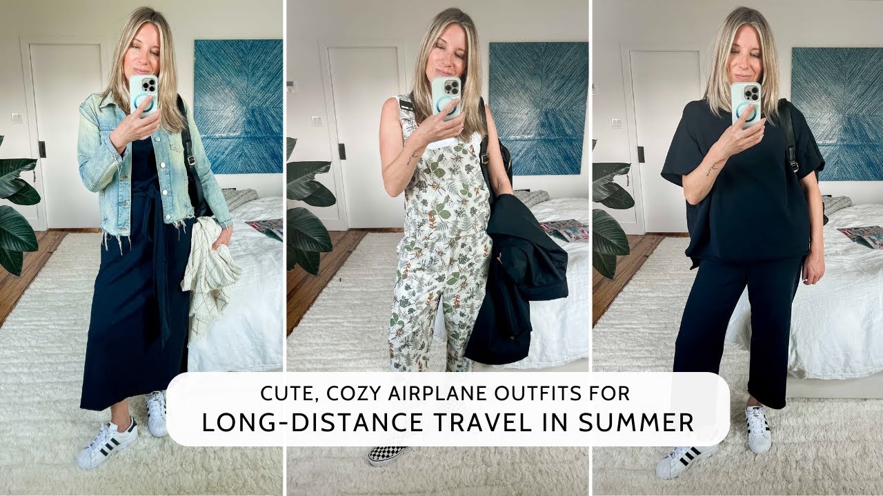 Cozy & Comfy Travel Outfit Ideas For Long Summer Flights The Mom Edit