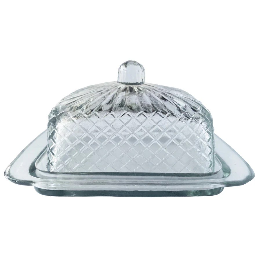 Cut Recycled Glass Butter Dish morrison + hygge mercantile