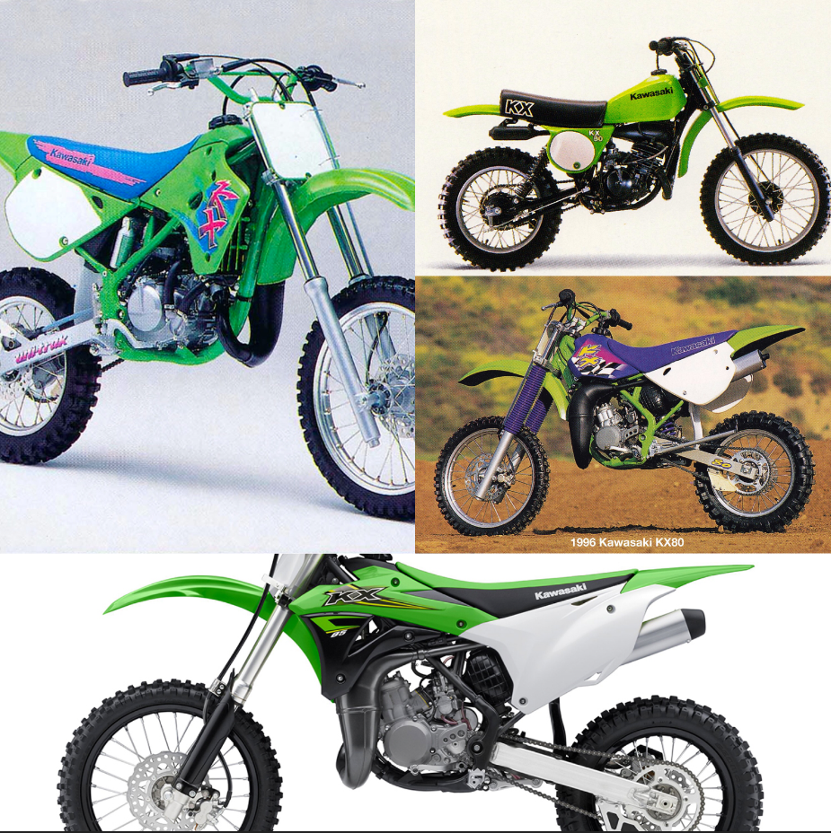 Kawasaki KX80, KX85, and KX100 mini-class history 1979-2017