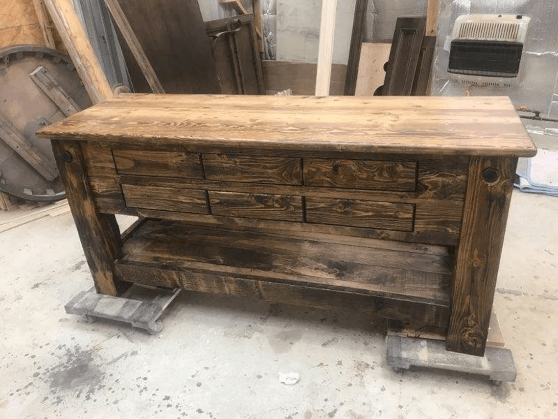 6 Drawer Wooden Top Vanity/Kitchen Island The Moulding Group