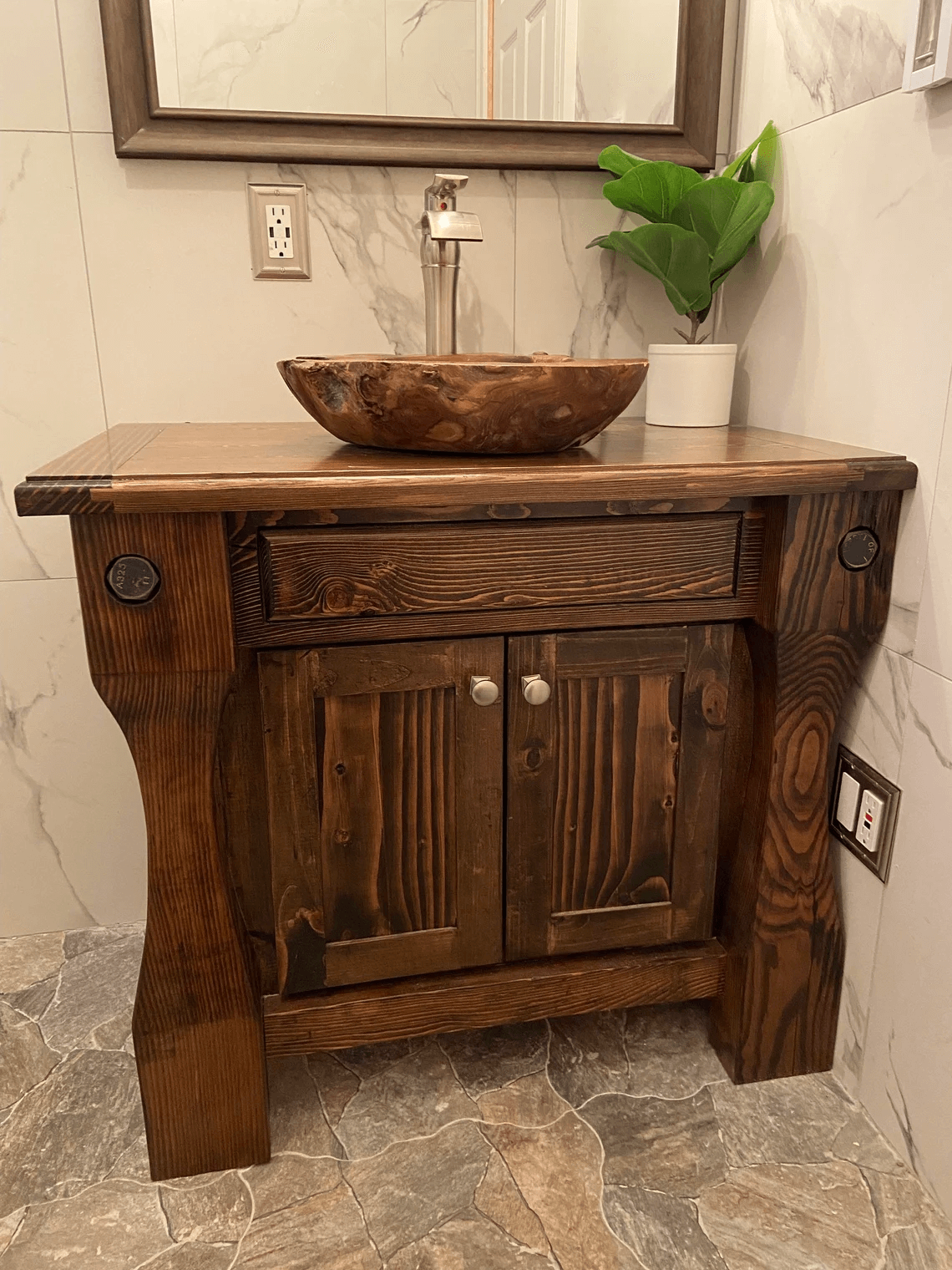 Rustic custom vanity The Moulding Group