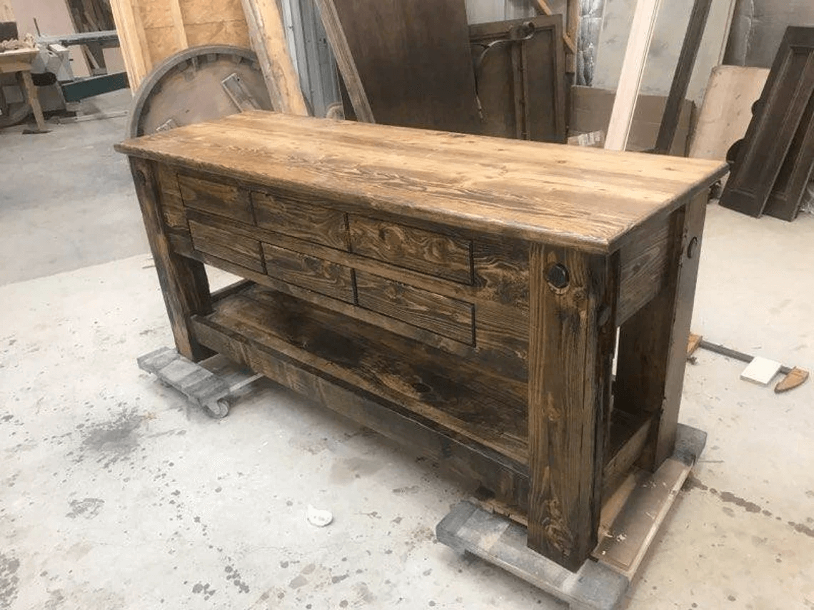 6 Drawer Wooden Top Vanity/Kitchen Island The Moulding Group