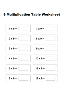 9 Multiplication Table Worksheet | The Multiplication Table