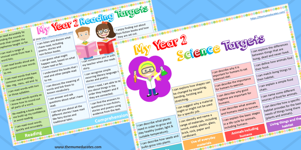 Year 2 Targets Bundle Reading, Writing, Math and Science