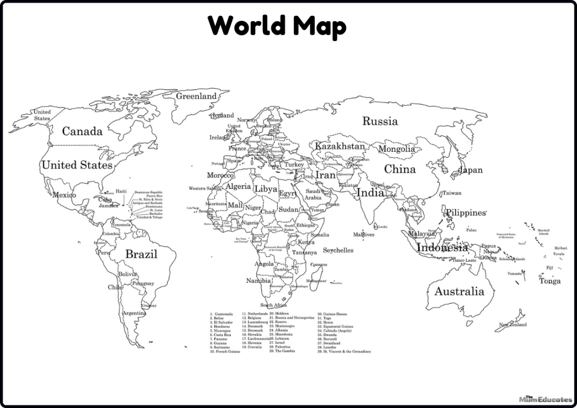 World Map Blank Printable - The Mum Educates