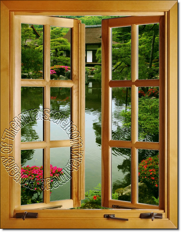 Japanese Garden Window 1Piece Peel & Stick Wall Mural