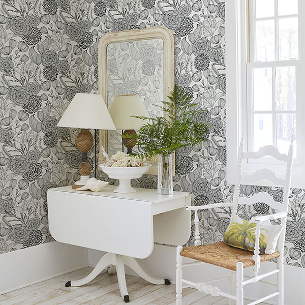 Alannah Black Botanical Wallpaper Wallpaper And Borders The Mural Store