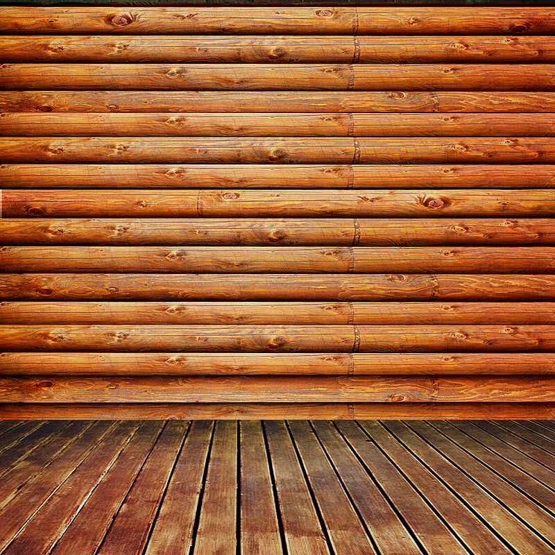 Log Cabin (Red Cedar) CANVAS Peel and Stick Wall Mural Peel & Stick