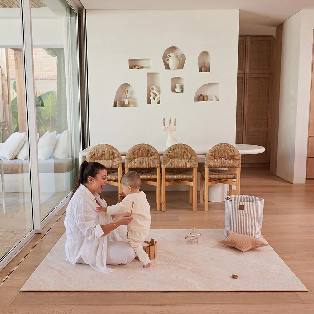 Large Foam Play Mat Travertine/Herringbone