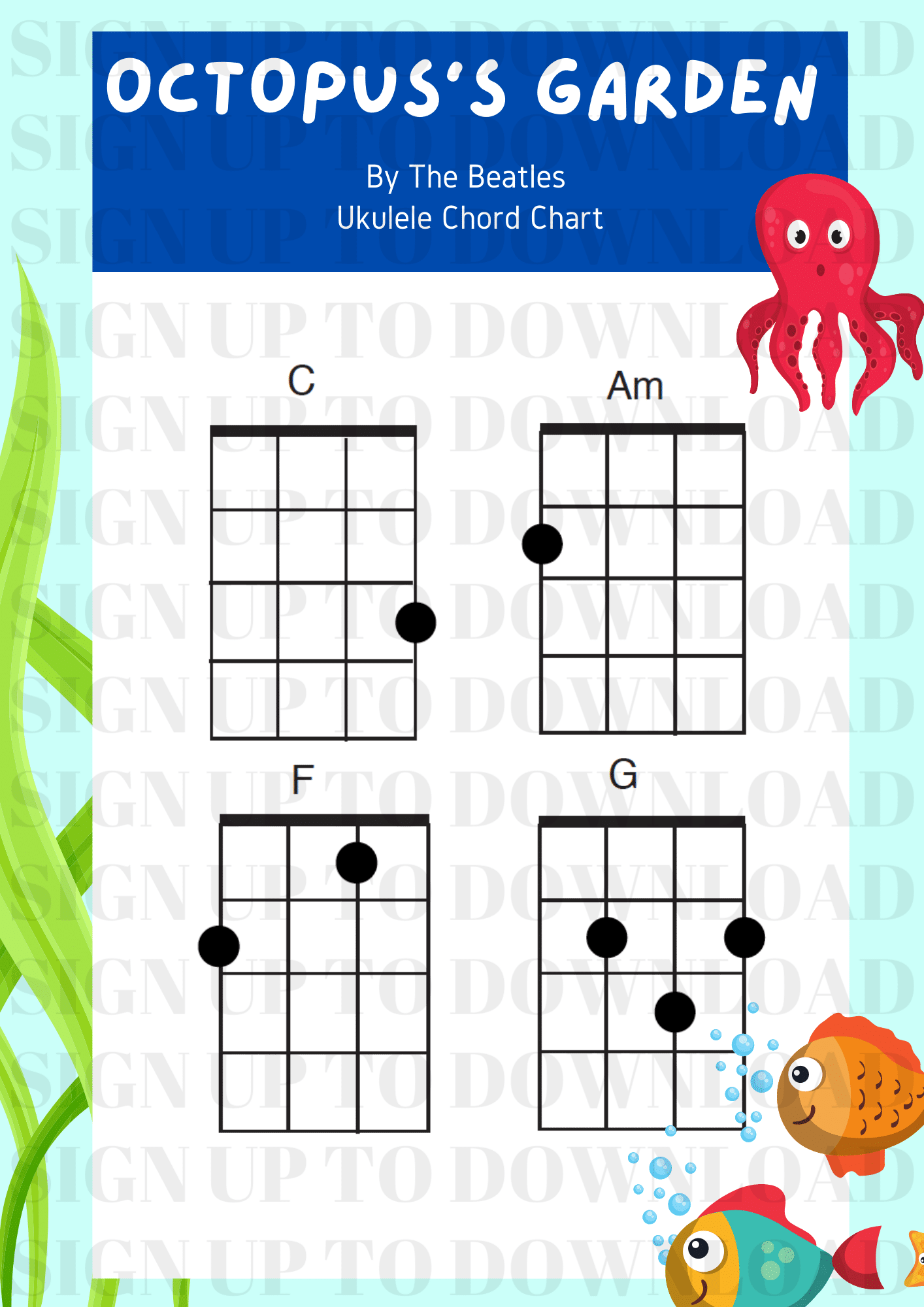 Octopus's Garden Ukulele Chords Chart // The Musical Me