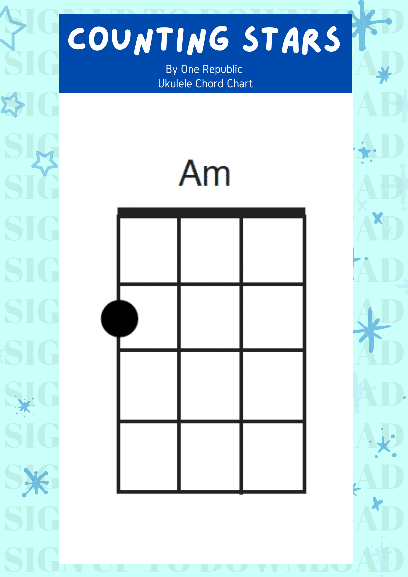 Counting Stars Chords Ukulele Simple Chord Chart // The Musical Me
